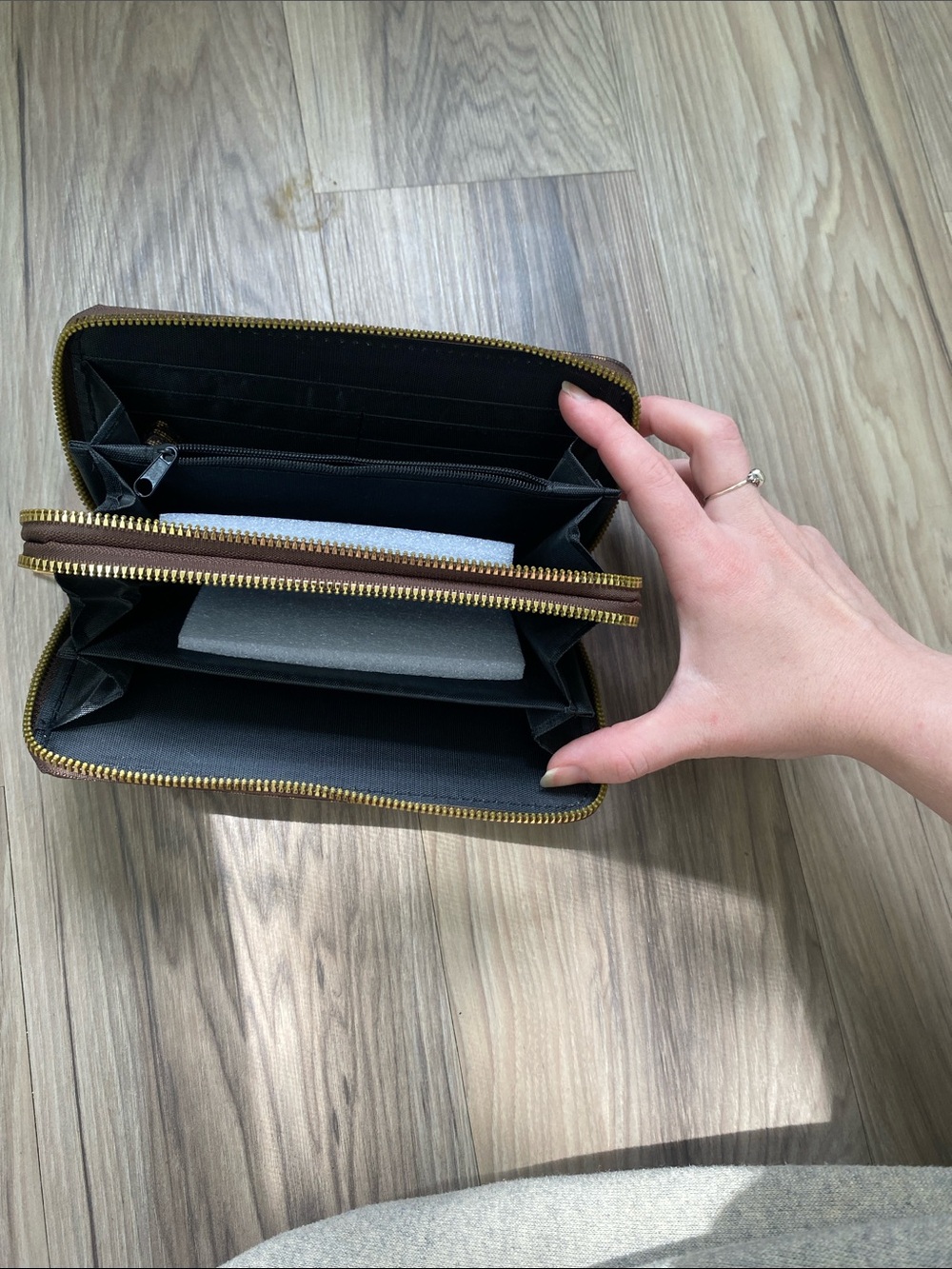 Brown Logo Zip-Around Wristlet Wallet - Picture 3 of 6